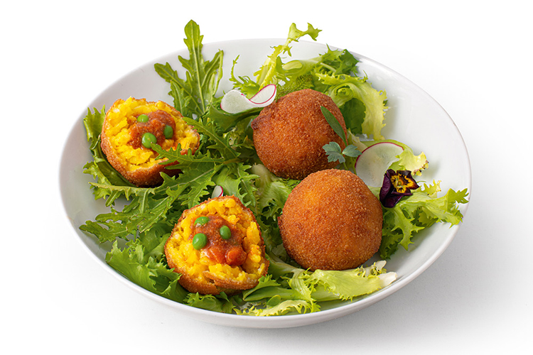 Rice Arancini with Meat Sauce and Peas