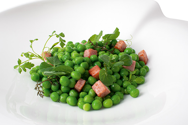 Peas with Rosted Ham